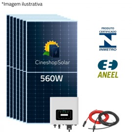 Gerador Solar ate 670kWh/mes 4,4kWp Inversor Deye 3,6KW- 8 Placas 560W
