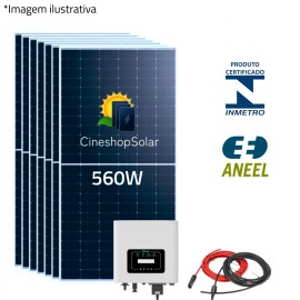 Gerador Solar ate 580kWh/mes 3,92kWp Inversor Tradicional Deye 5KW- 7 Placas 560W