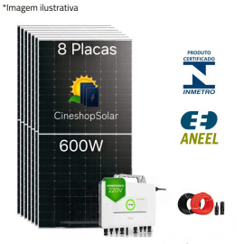  Gerador Solar ate 716kWh/m de 4,80kWp micro Saj 2.25K- 8 Placas 600W