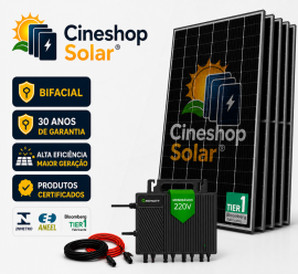 Gerador Solar ate 1.498kWh/m de 9,76kWp  Micro Growatt 2KW - 16 Placas 610W