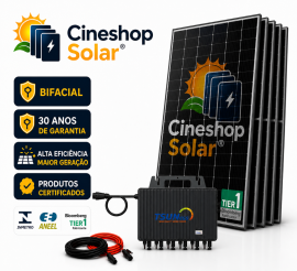 Kit Energia Solar On-Grid 7.44kWp Microinversor TSUN 3000 + 12 Placas 620W - Gera at� 1116kWh/m