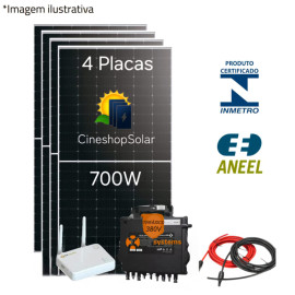 Gerador Solar ate 400kWh/m de 2,8kWp Micro Apsystem QT2D - 4 Placas 700W