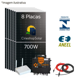 Gerador Solar ate 800kWh/m de 5,32kWp Micro Apsystem  QT2D - 8 Placas 700W
