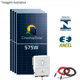 Gerador Solar ate 339kWh/mes 2,28KWp Deye 5K Hibrido C/- 4 Placas 575W  C/ Bateria
