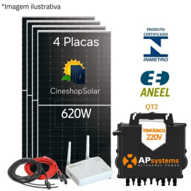Gerador Solar ate 300kWh/m de 2,48kWp Micro Apsystem QT2 - 4 Placas 620W