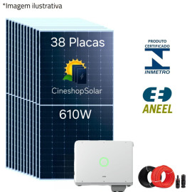 Gerador Solar ate 3.500kWh/m de 23,18kWp Inversor SAJ 10KW - 38 Placas 610W 