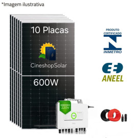 Gerador Solar ate 940kWh/m de 6,0kWp  Micro SAJ 2.25KW - 10 Placas 600W