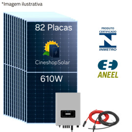 Gerador Solar ate 6.800kWh/m 50kWp Inversor Deye 40KW- 82 Placas 610W
