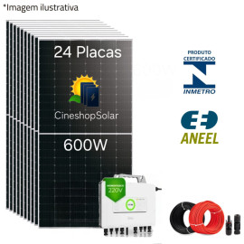 Gerador Solar ate 2.144kWh/m de 14,40kWp  Micro SAJ 2.25KW - 24 Placas 600W