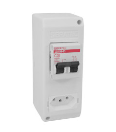 Caixa de Sobrepor CSDB20-T20 com Disjuntor Bif�sico de 20A com Tomada 2P+T de 20A