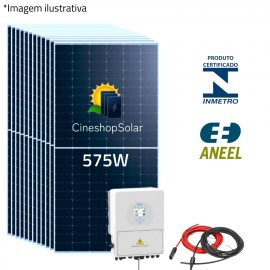 Gerador Solar Hibrido ate 690kWh/mes 4,6KWp Inversor Deye 3.6K  8 Placas 575W
