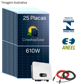 Gerador Solar ate 1.990KW/m de 15,25kWp Inversor Nansen 6KW 25 Placas 610W