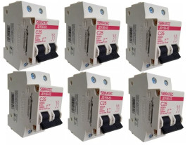Kit 6 Disjuntor Bipolar Micro 25 Amperes Jd15663 Din